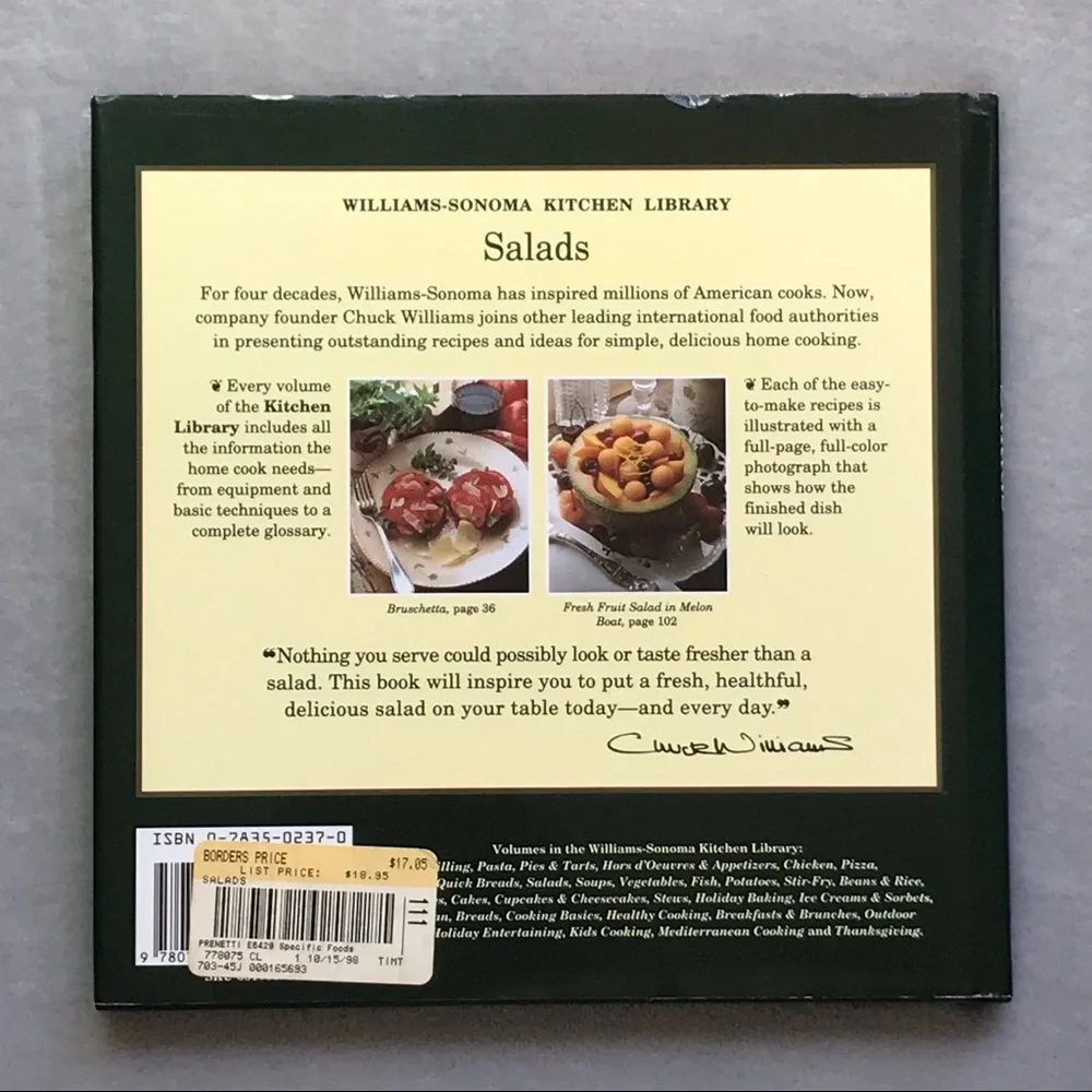 Williams-Sonoma Kitchen Library Salads Hardcover Cookbook Book